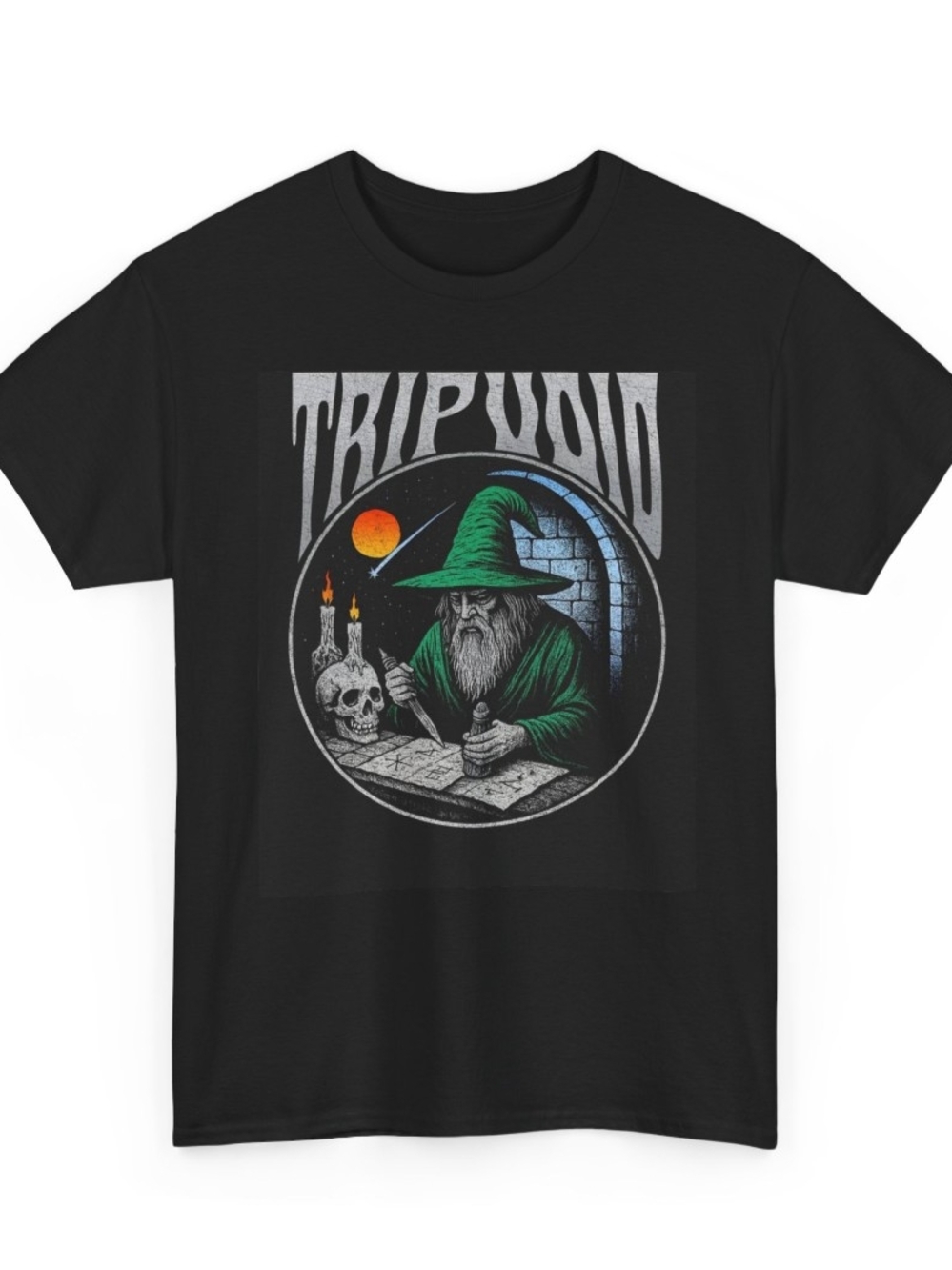 Trip Void Wizard Graphic Tee - Black with Green Accent